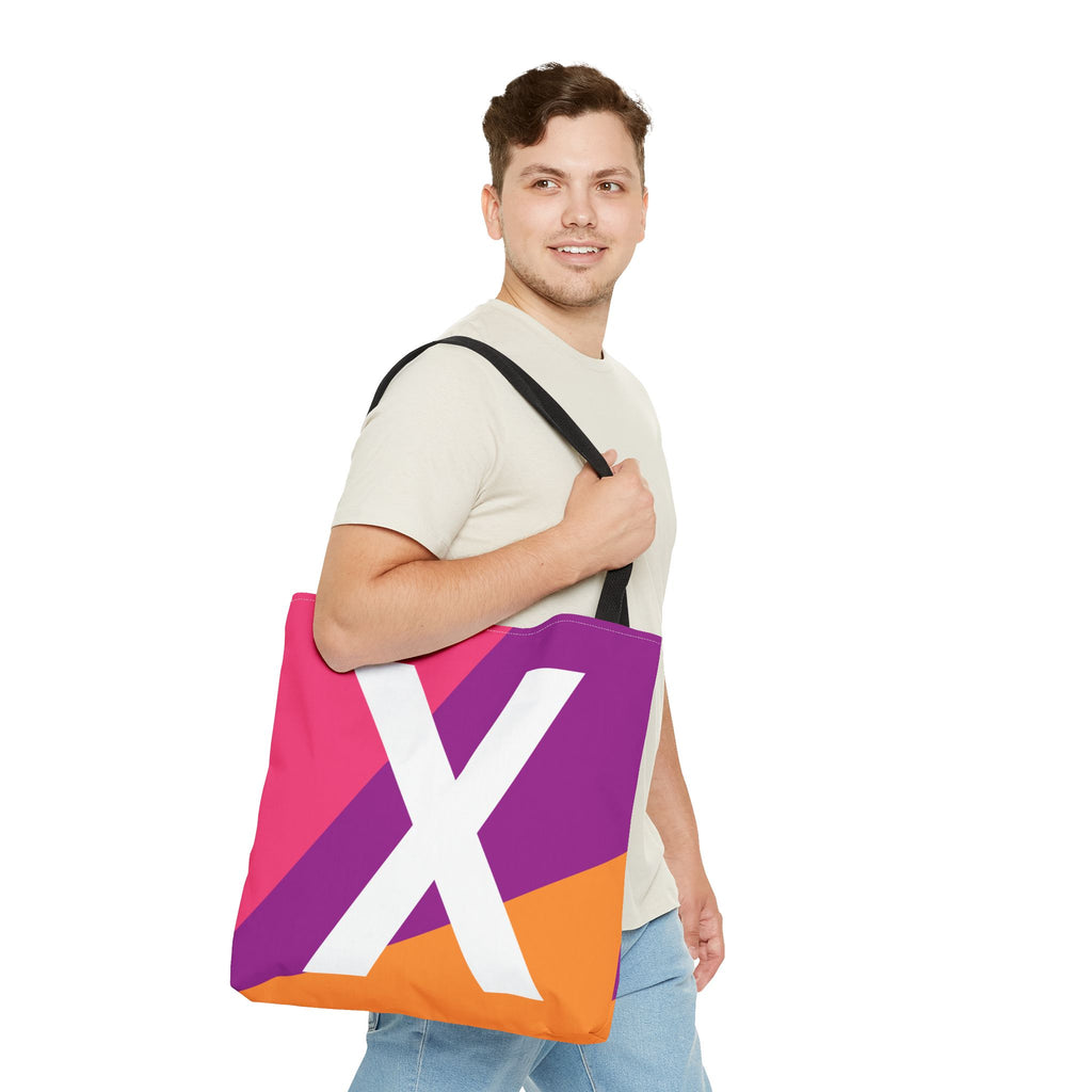 Monogram 'X' Colorblock Tote Bag — Personalized Initial X Shoulder Tote
