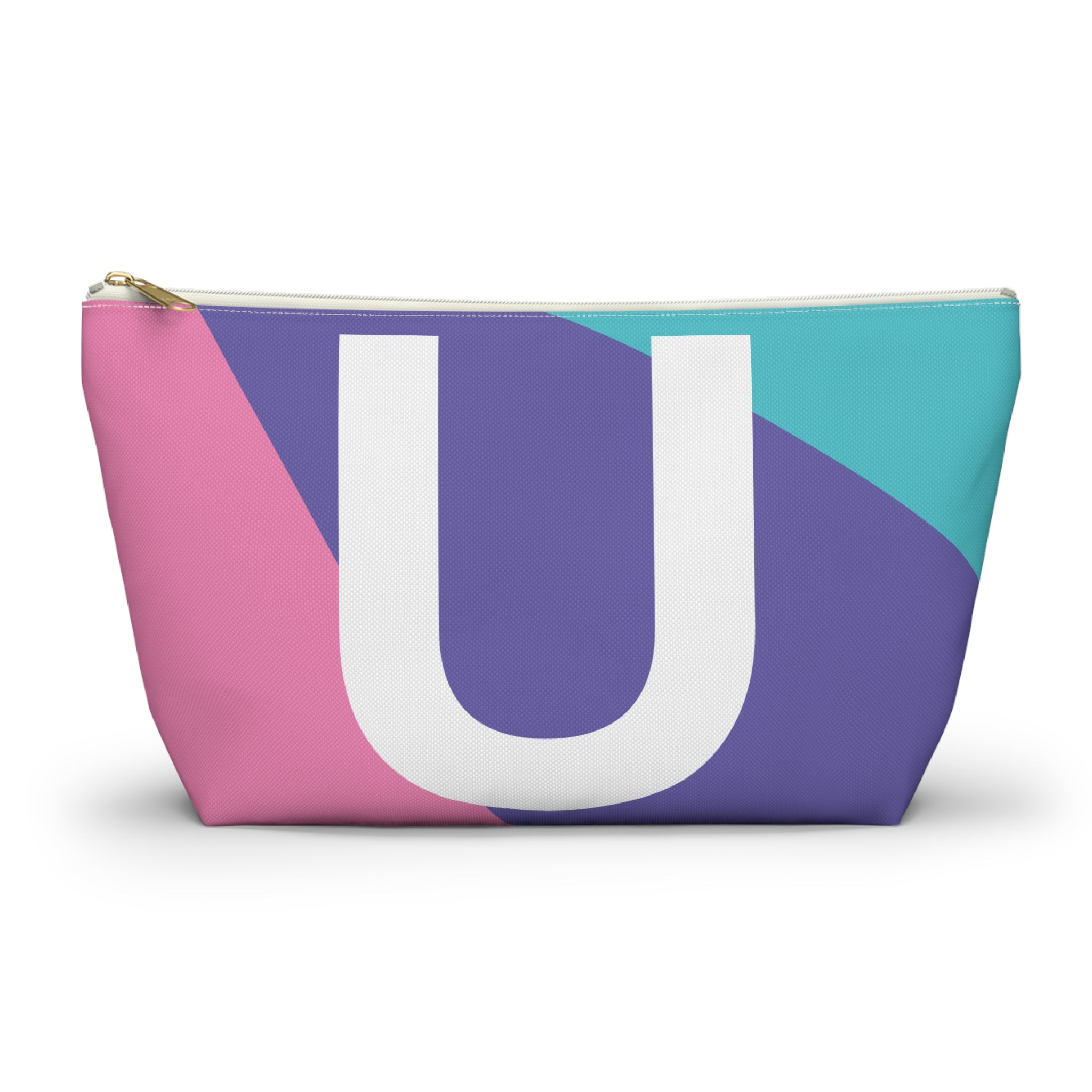 Initials Colorblock Accessory Pouch — Monogram U T-Bottom Cosmetic Bag