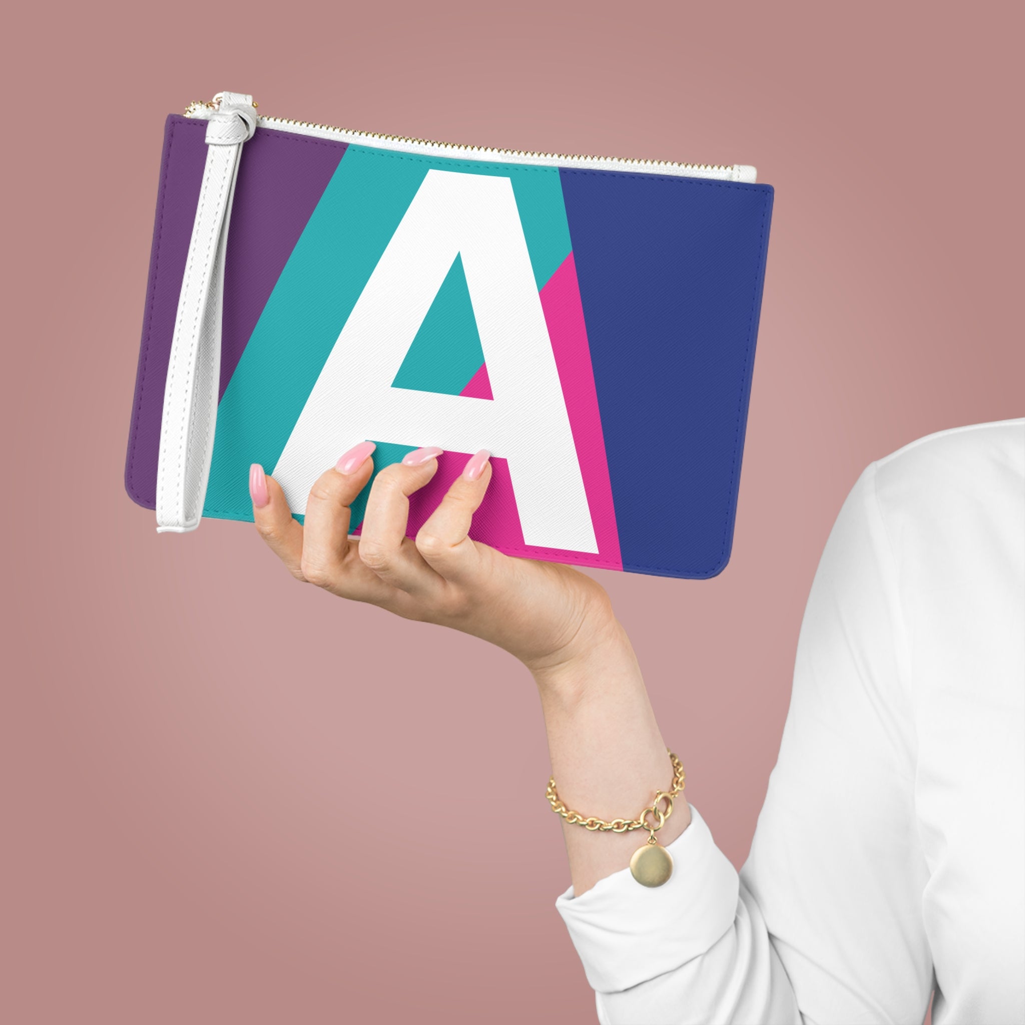 Monogram 'A' Colorblock Clutch Bag — Bold Geometric Wristlet for Everyday & Gifts