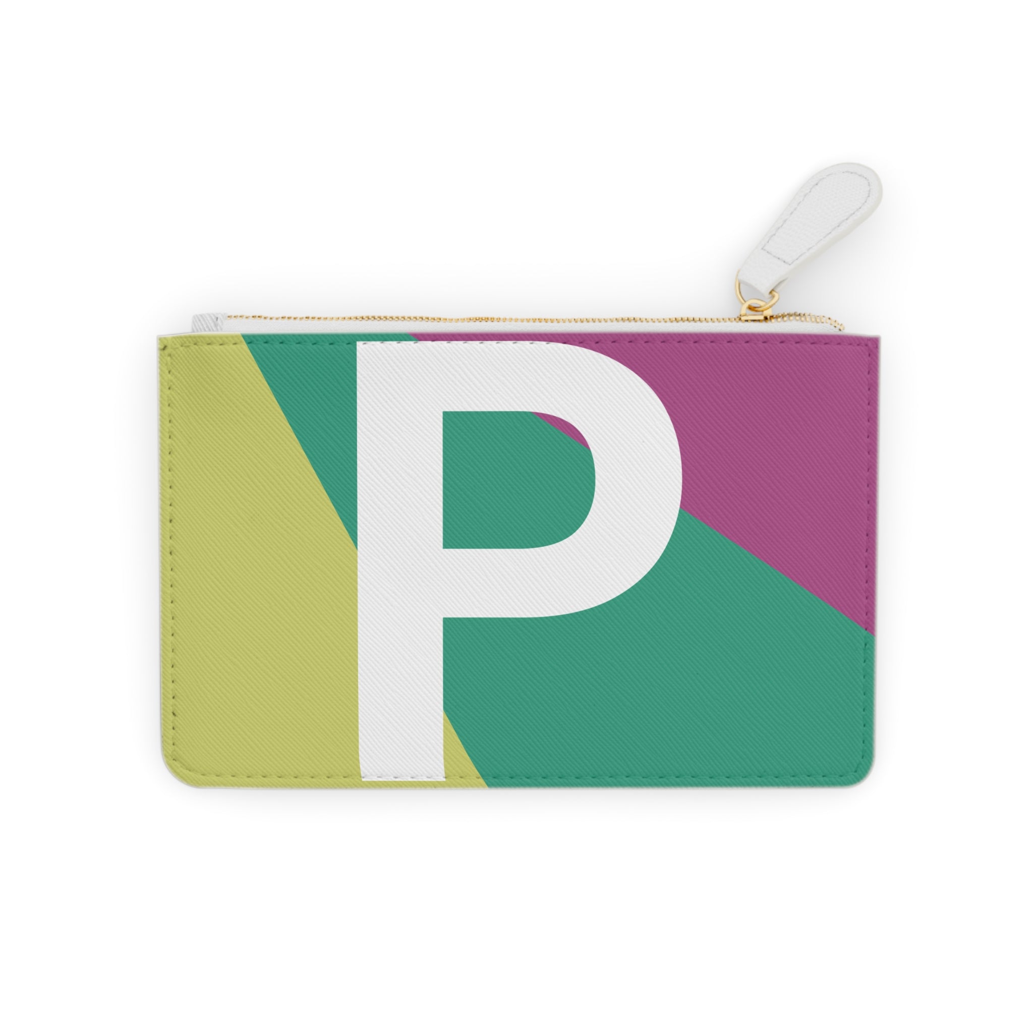 Initial P Mini Clutch — Colorblock Monogram Wristlet Wallet