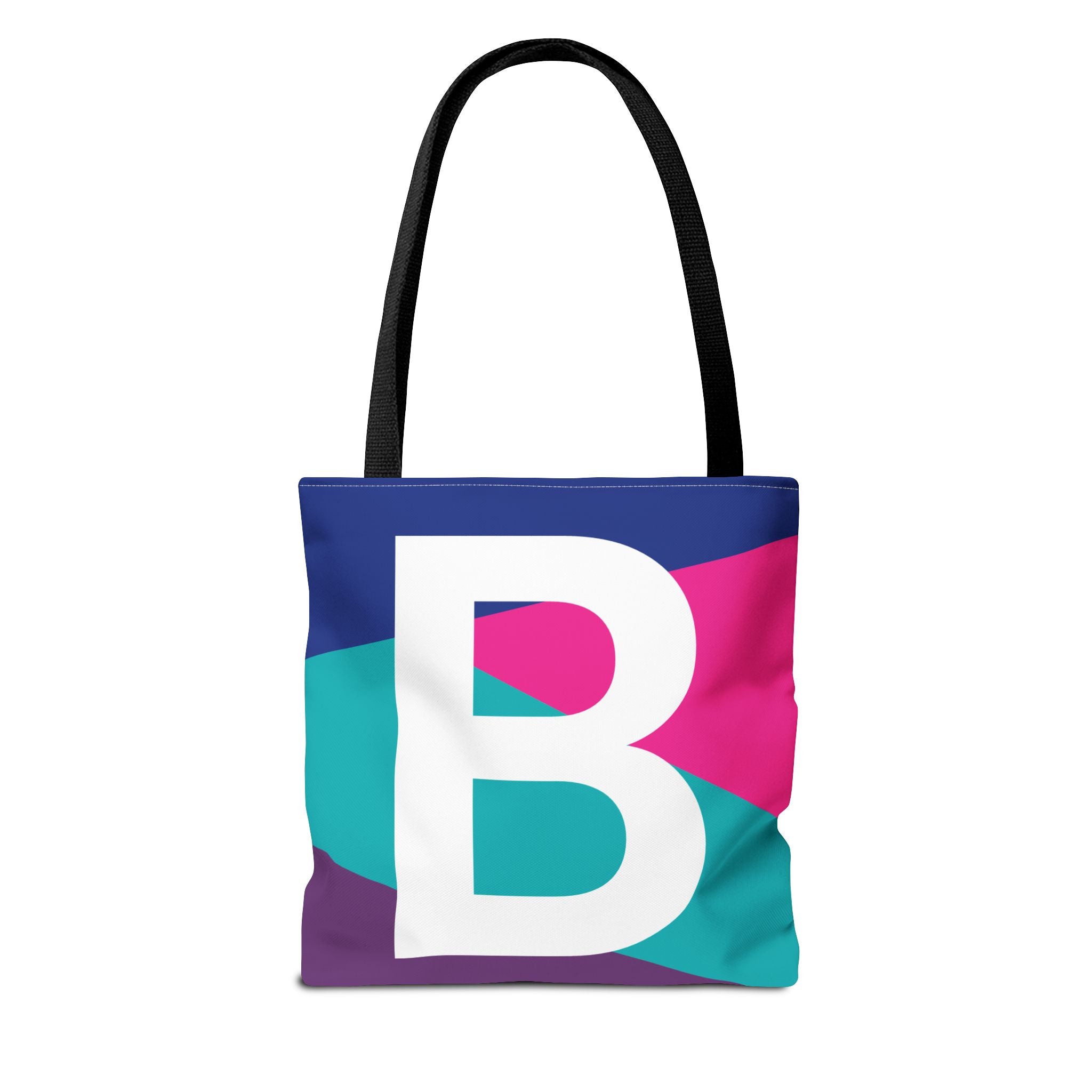 Monogram 'B' Colorblock Tote Bag — Personalized Initial B Shoulder Tote