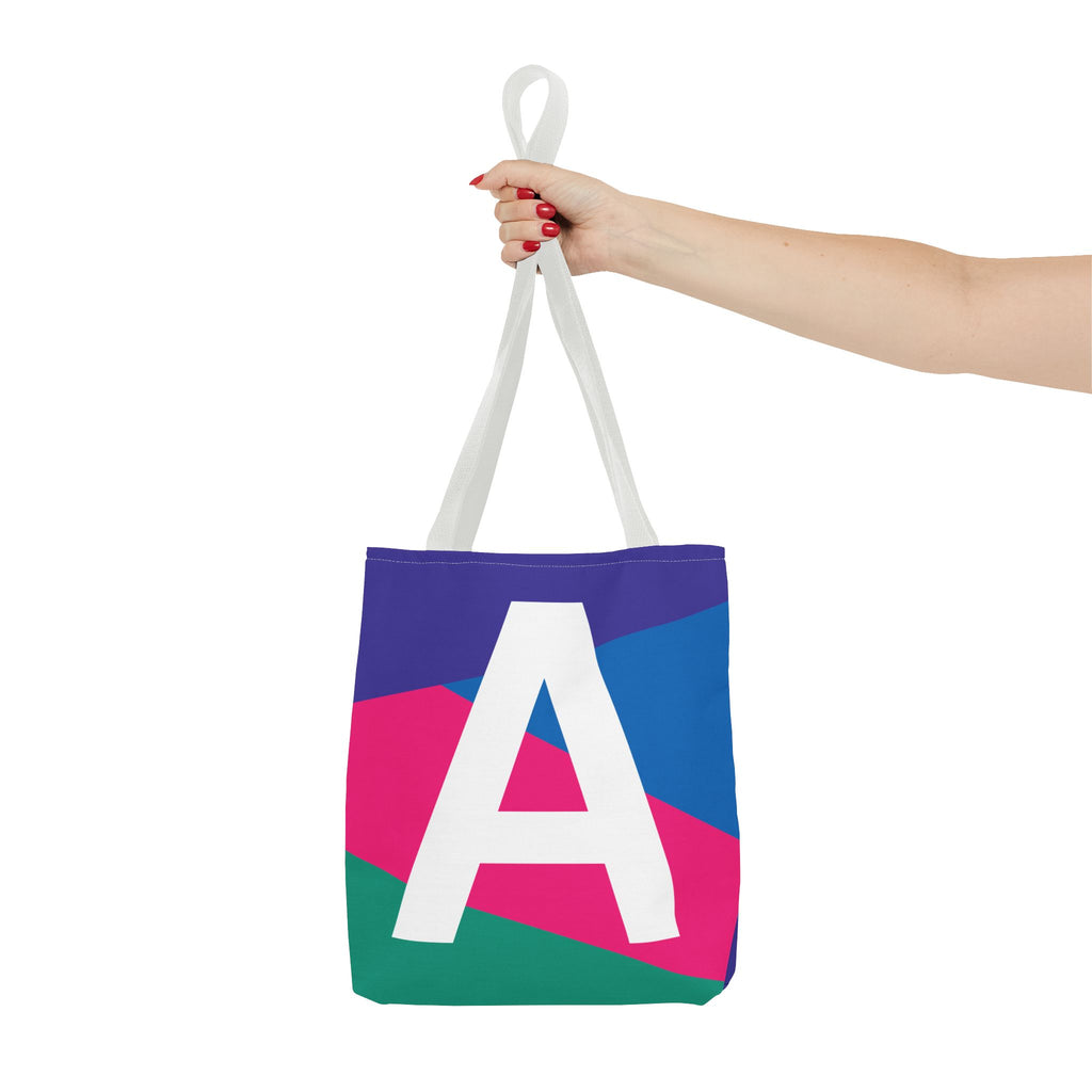 Monogram 'A' Colorblock Tote Bag — Personalized Initial A Shoulder Tote