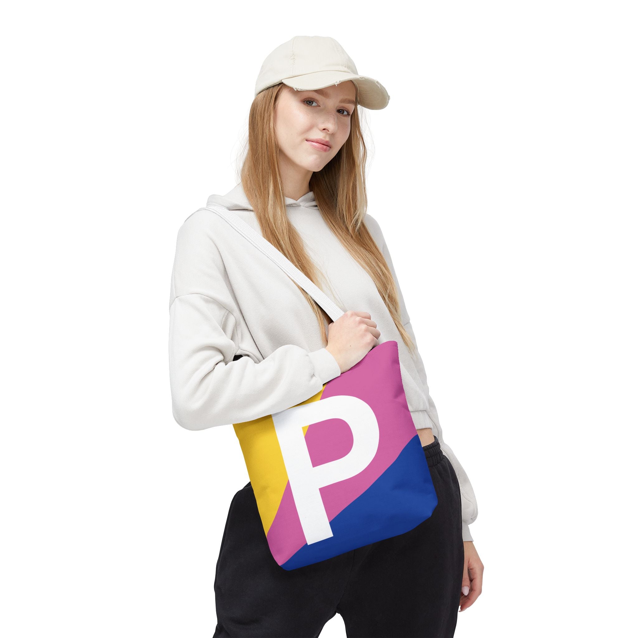 Monogram 'P' Colorblock Tote Bag — Personalized Initial P Shoulder Tote