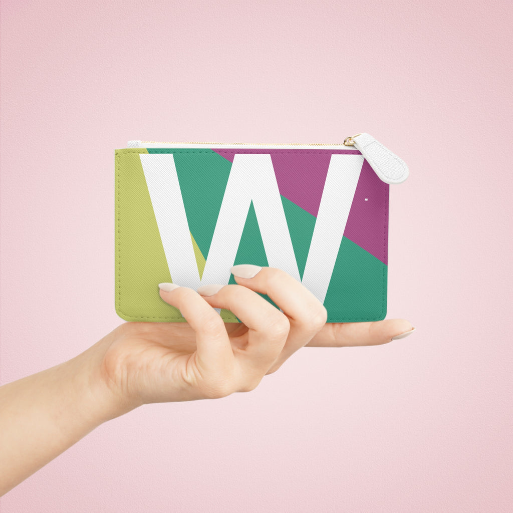 Initial W Mini Clutch — Colorblock Monogram Wristlet Wallet