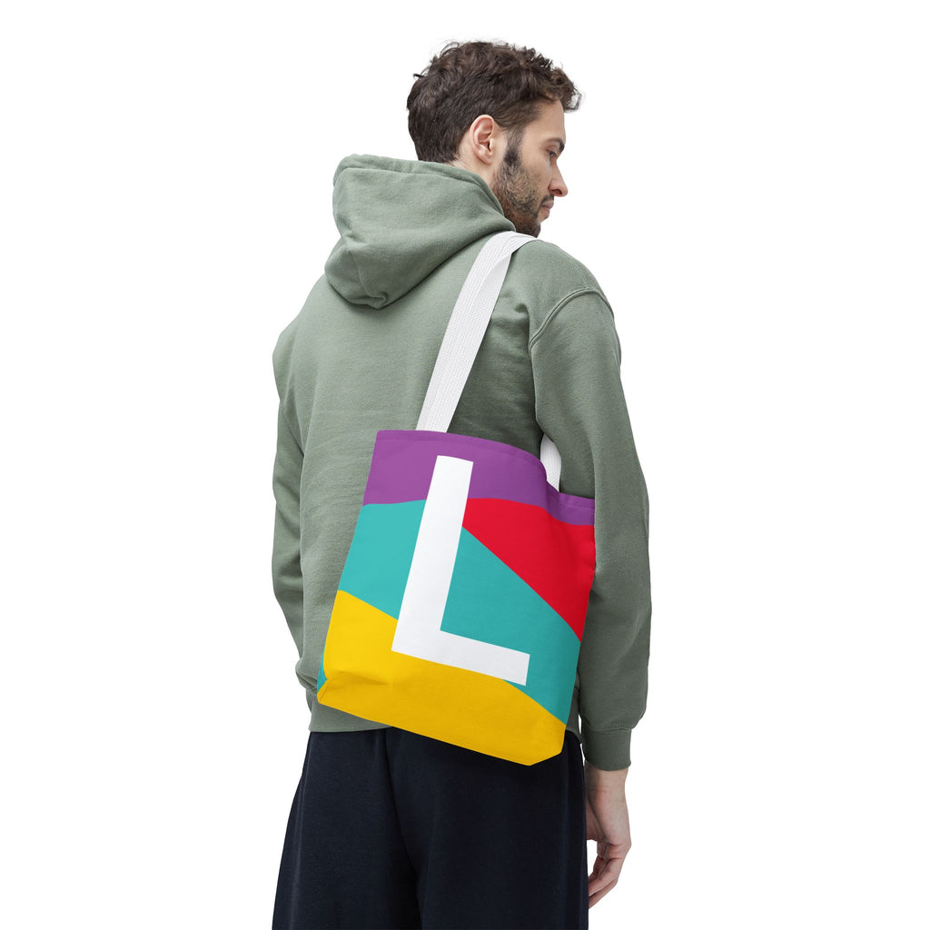 Monogram 'L' Colorblock Tote Bag — Personalized Initial L Shoulder Tote
