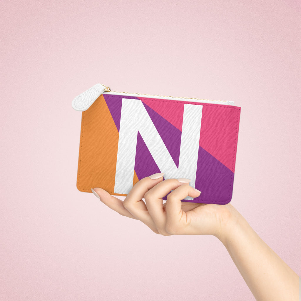 Initial N Mini Clutch — Colorblock Monogram Wristlet Wallet