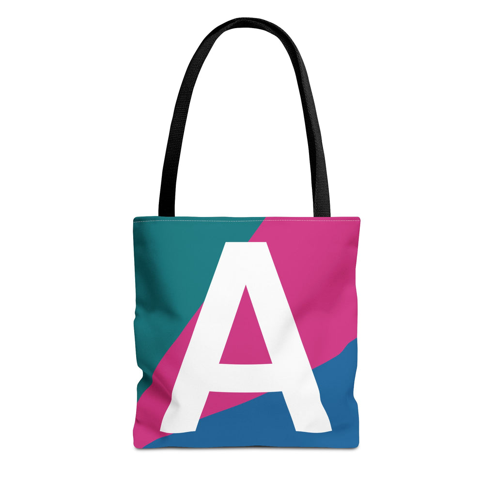 Monogram 'A' Colorblock Tote Bag — Personalized Initial A Shoulder Tote