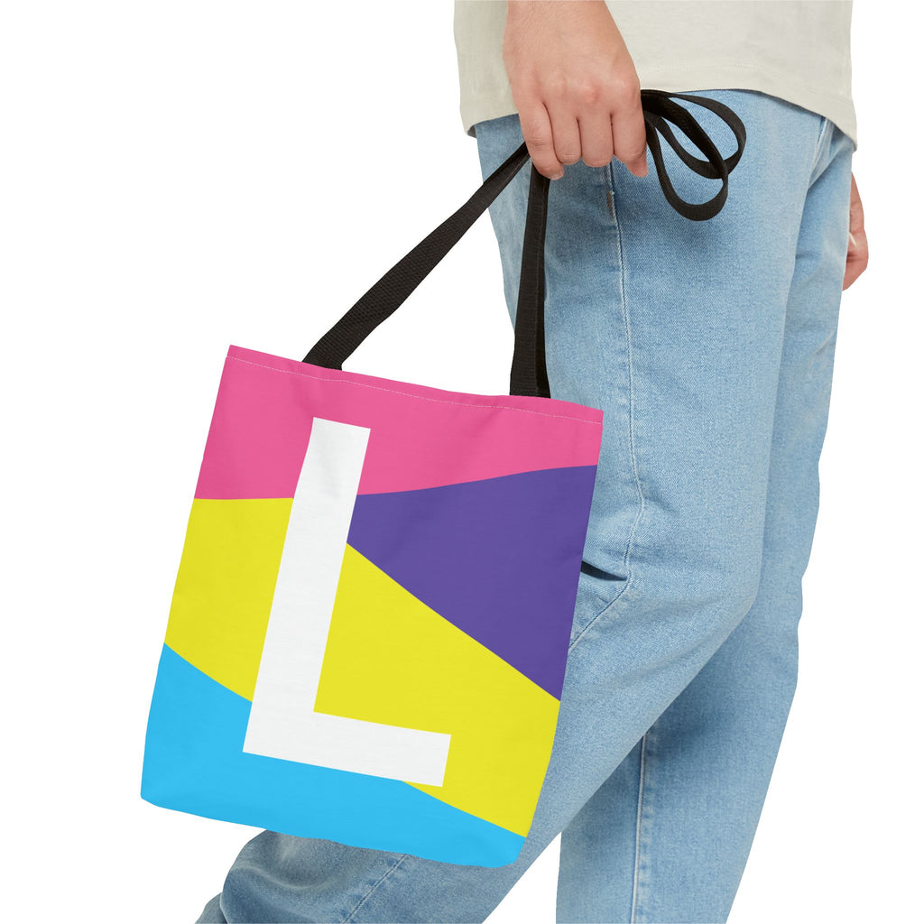 Monogram 'L' Colorblock Tote Bag — Personalized Initial L Shoulder Tote