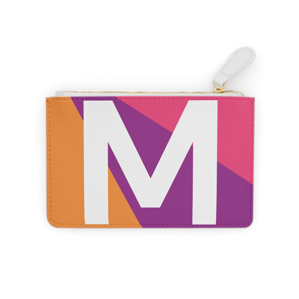 Initial M Mini Clutch — Colorblock Monogram Wristlet Wallet