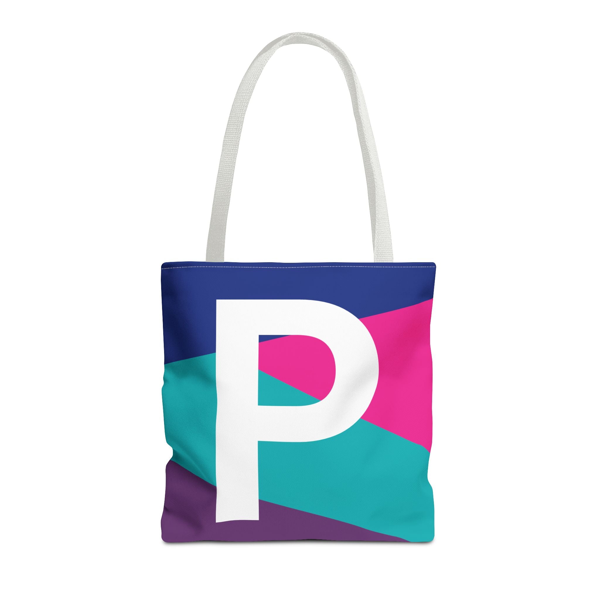 Monogram 'P' Colorblock Tote Bag — Personalized Initial P Shoulder Tote