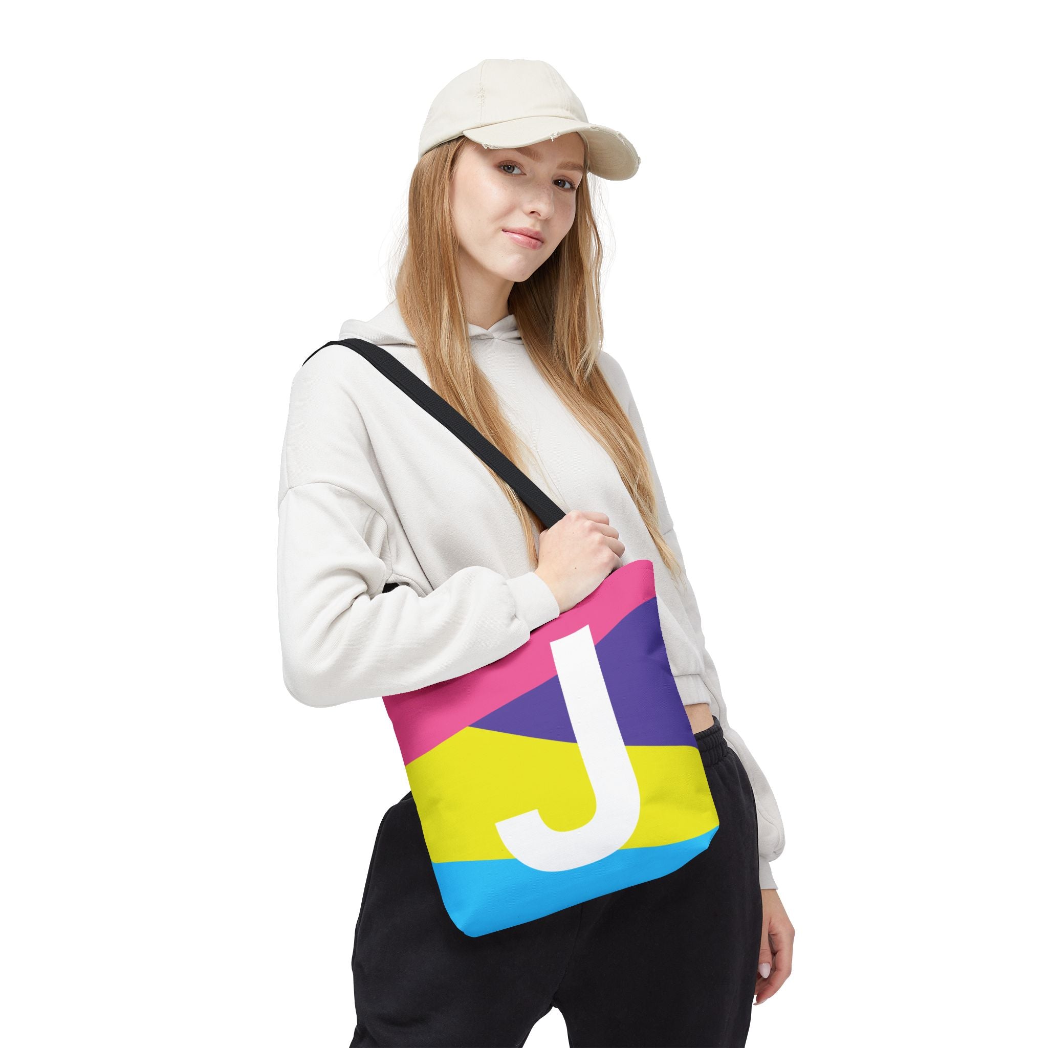 Monogram 'J' Colorblock Tote Bag — Personalized Initial J Shoulder Tote