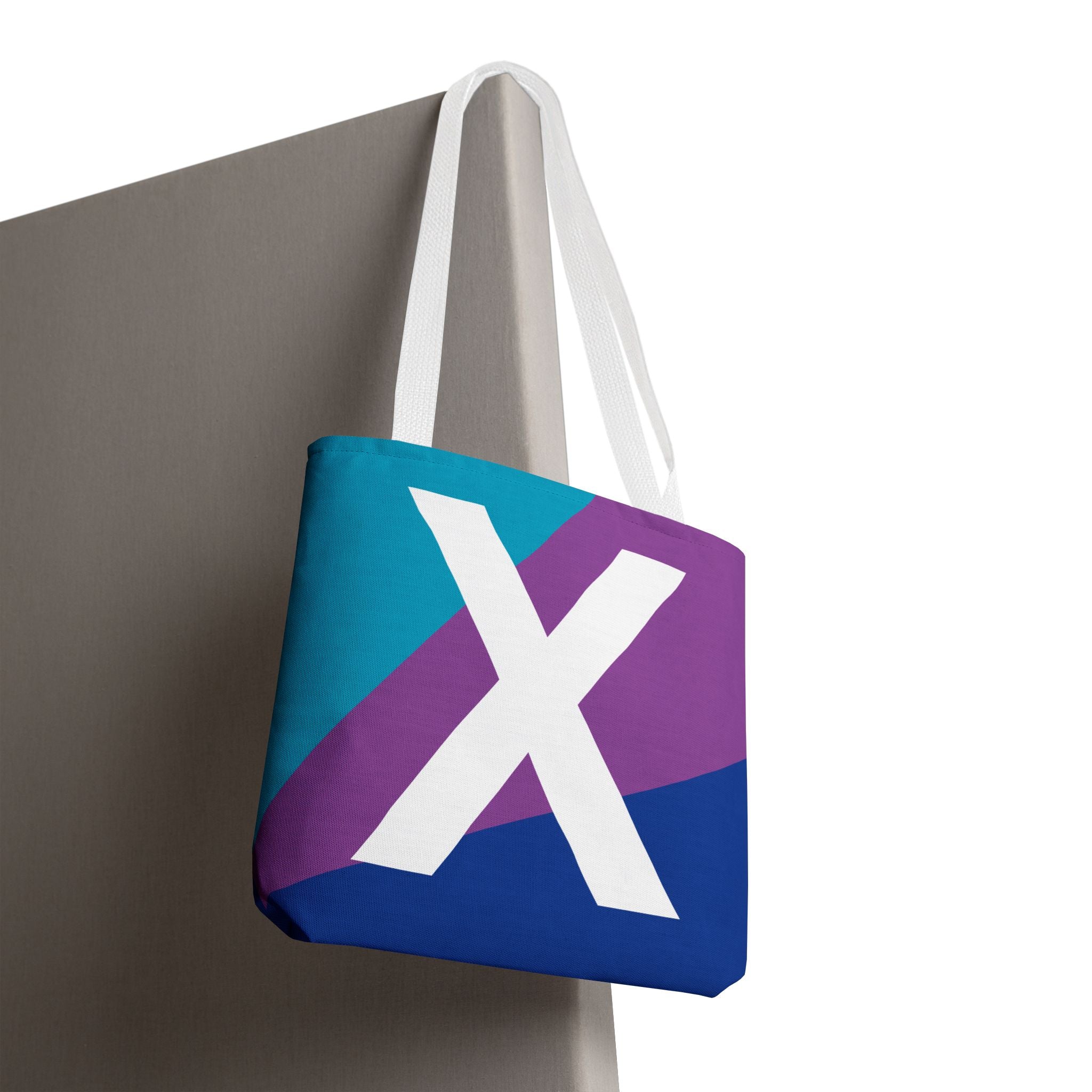 Monogram 'X' Colorblock Tote Bag — Personalized Initial X Shoulder Tote