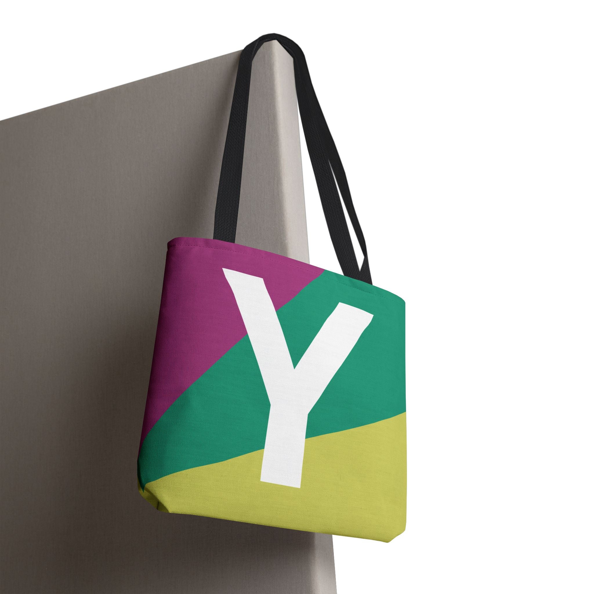 Monogram 'Y' Colorblock Tote Bag — Personalized Initial Y Shoulder Tote