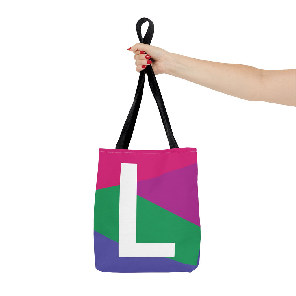 Monogram 'L' Colorblock Tote Bag — Personalized Initial L Shoulder Tote