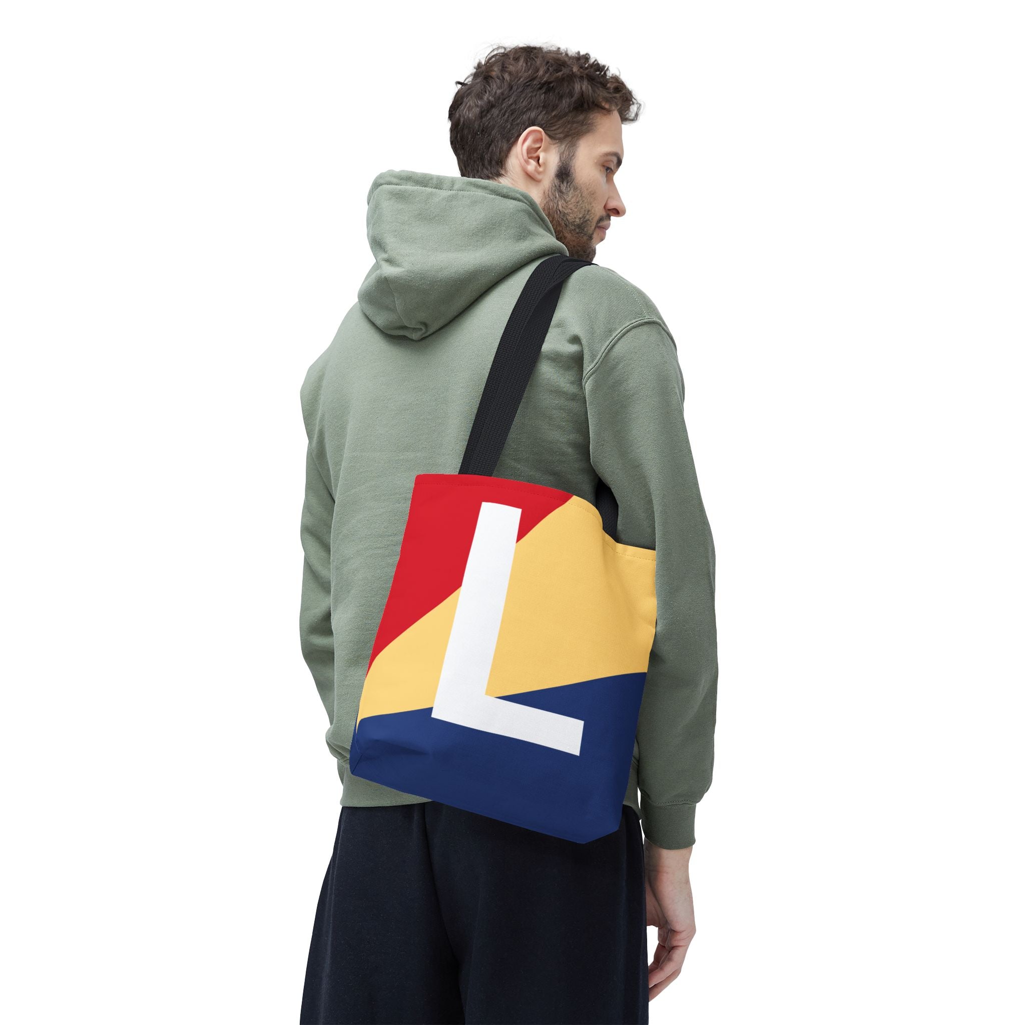 Monogram 'L' Colorblock Tote Bag — Personalized Initial L Shoulder Tote