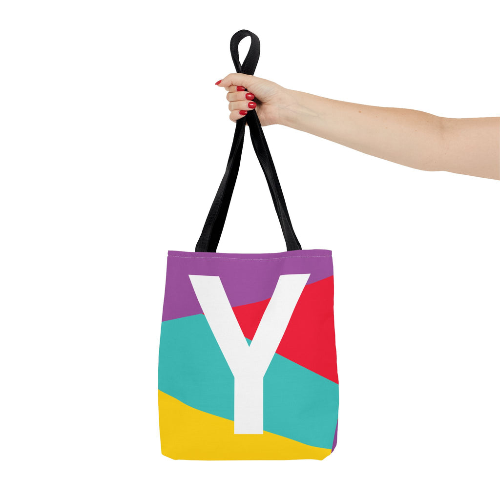 Monogram 'Y' Colorblock Tote Bag — Personalized Initial Y Shoulder Tote