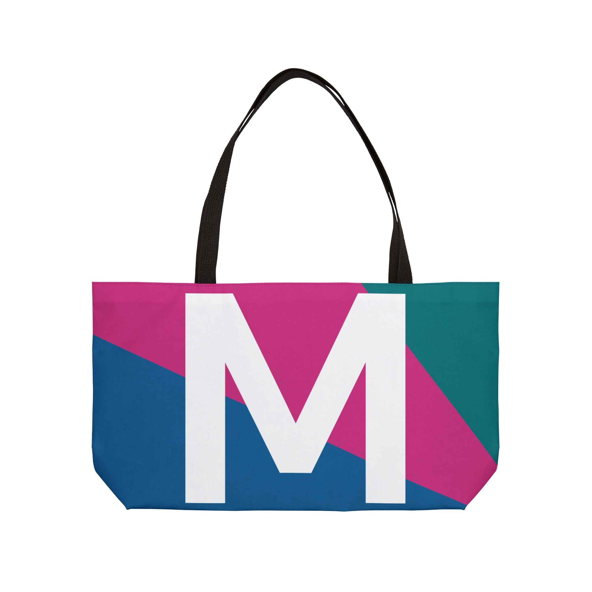 Personalized 'M' Colorblock Tote Bag — Monogram Weekender Tote