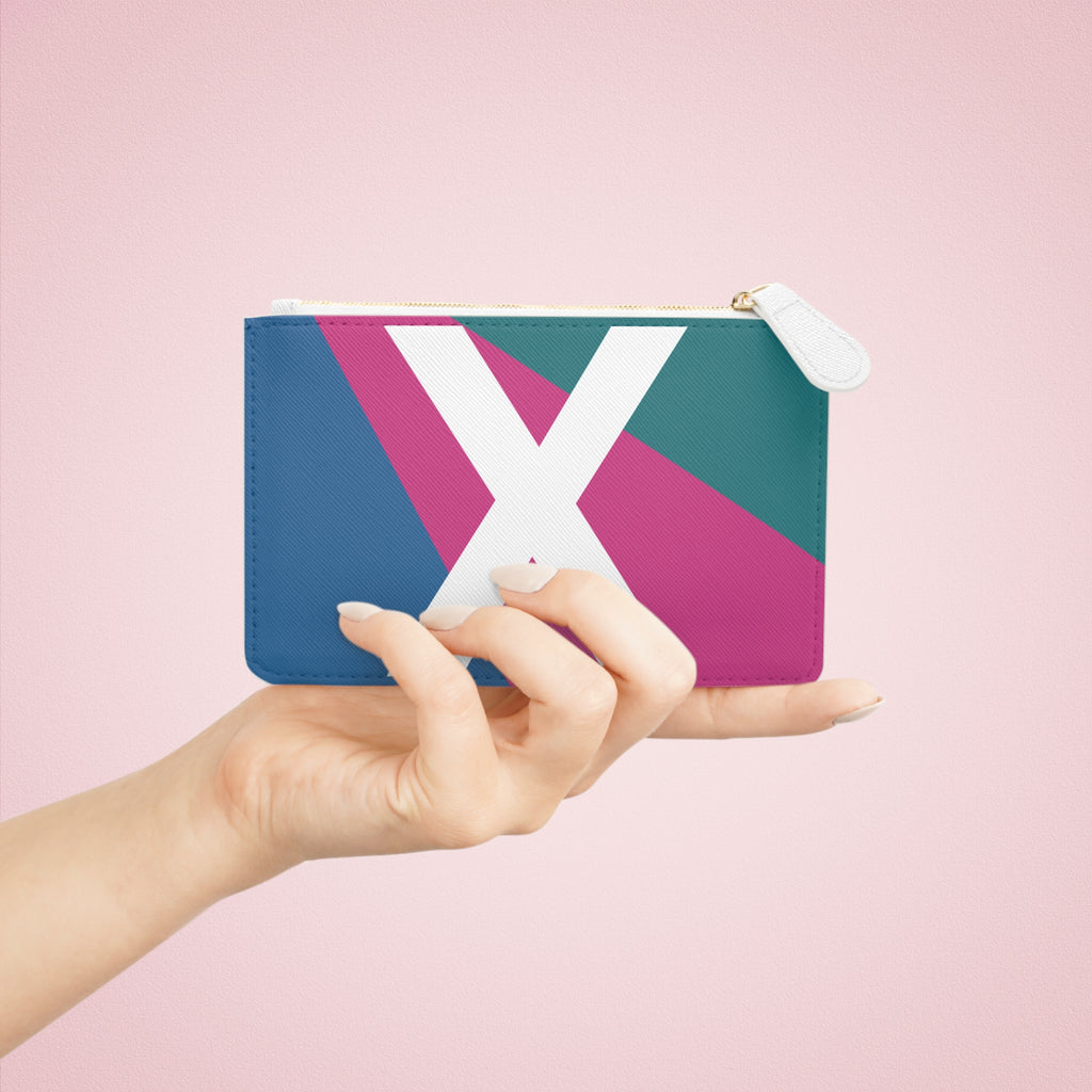 Initial X Mini Clutch — Colorblock Monogram Wristlet Wallet