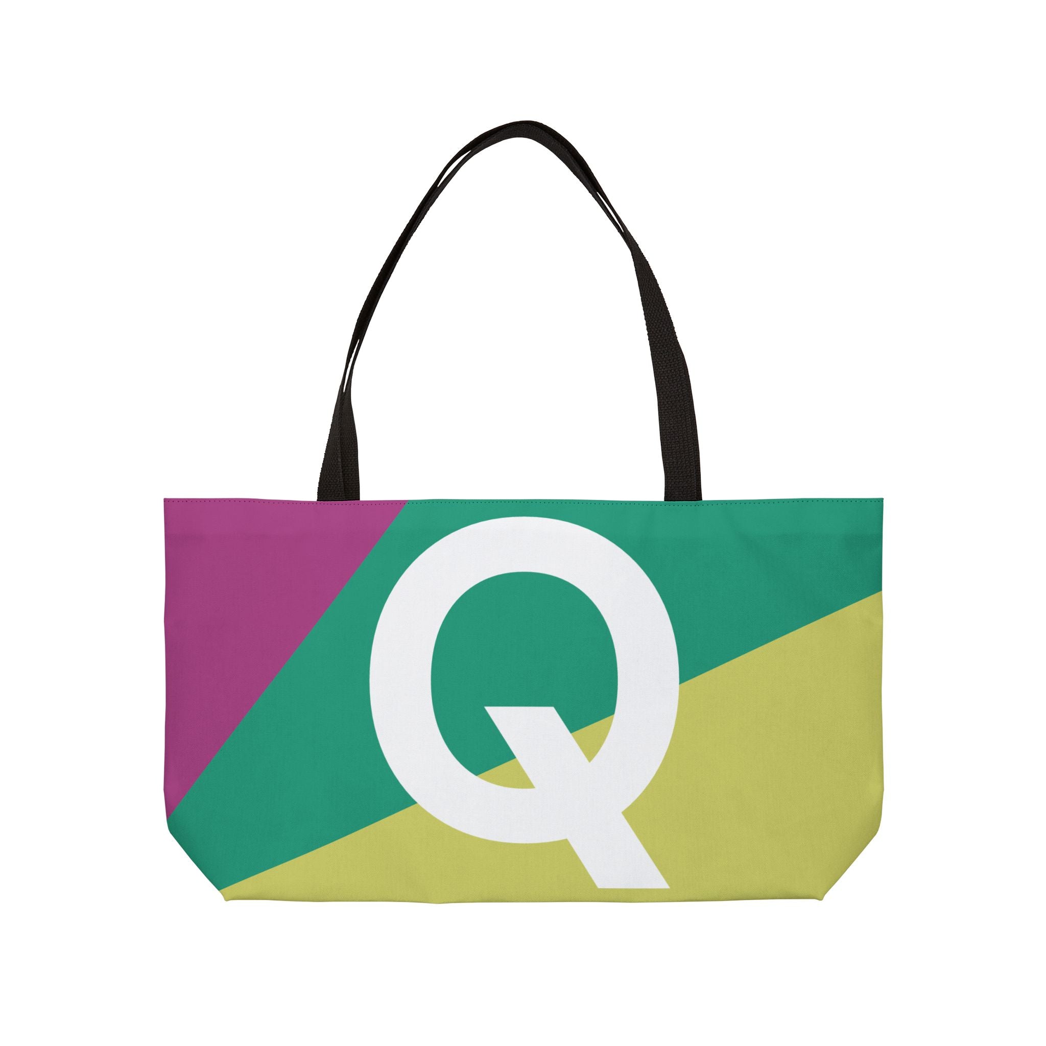 Personalized 'Q' Colorblock Tote Bag — Monogram Weekender Tote