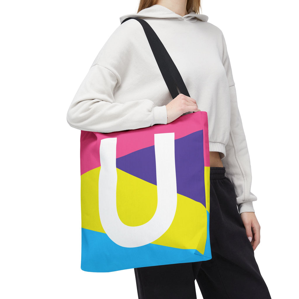 Monogram 'U' Colorblock Tote Bag — Personalized Initial U Shoulder Tote