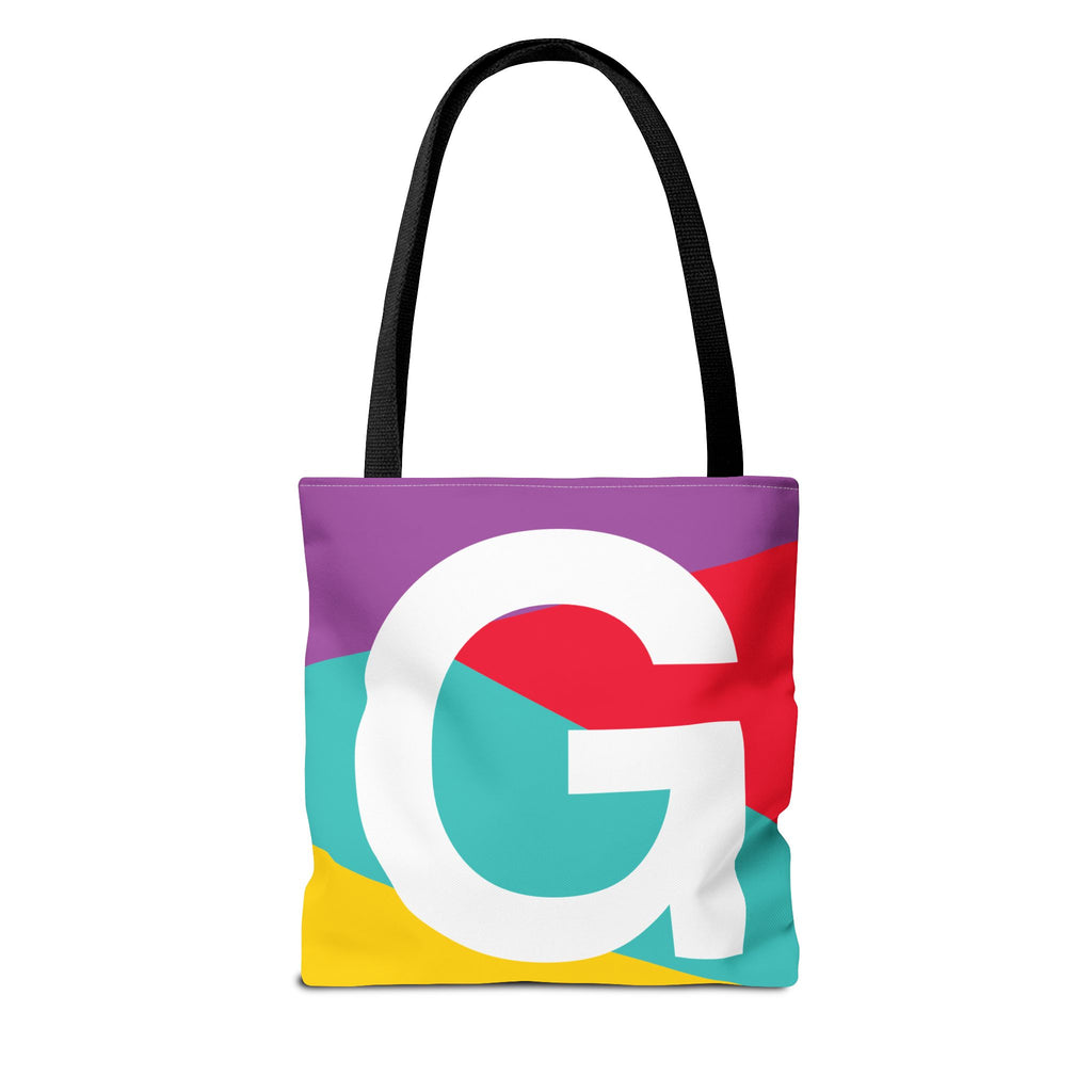 Monogram 'G' Colorblock Tote Bag — Personalized Initial G Shoulder Tote
