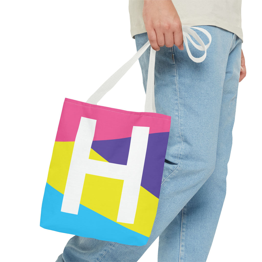Monogram 'H' Colorblock Tote Bag — Personalized Initial H Shoulder Tote