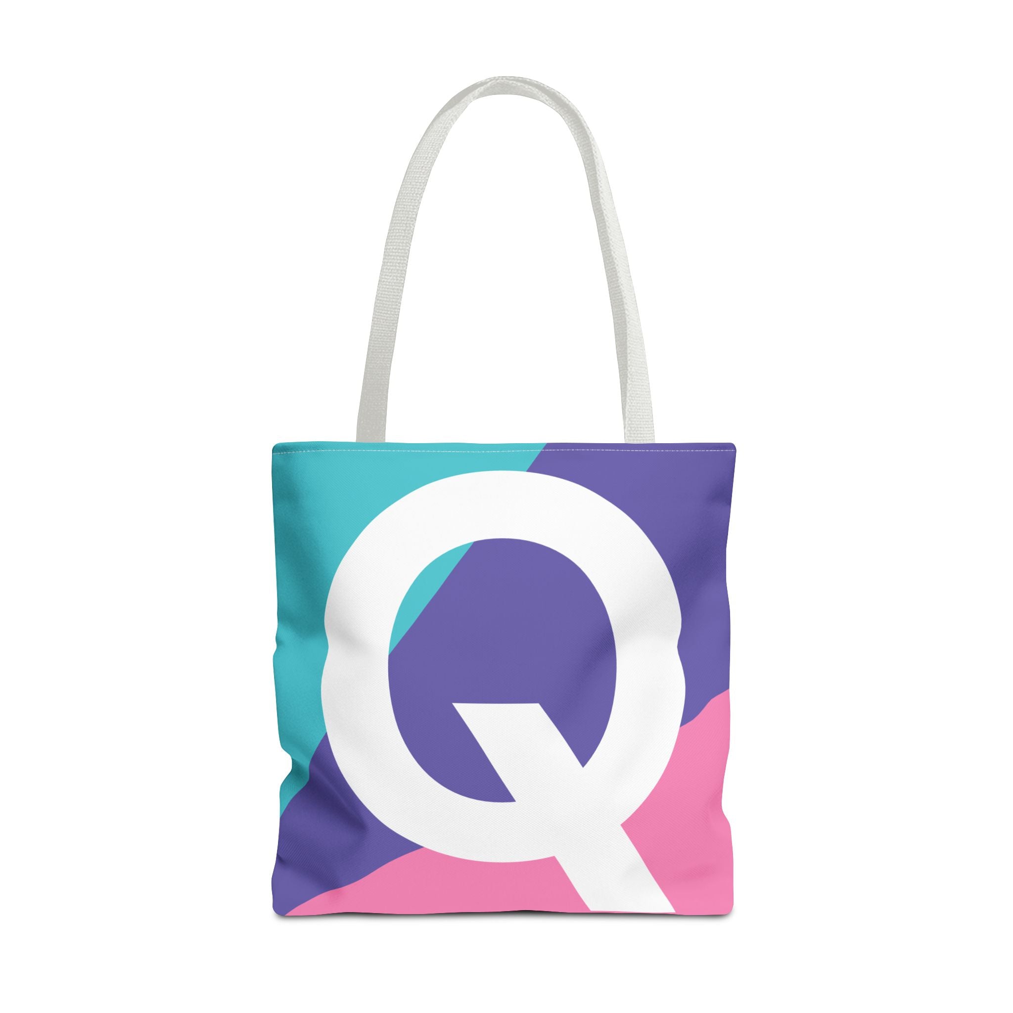 Monogram 'Q' Colorblock Tote Bag — Personalized Initial Q Shoulder Tote