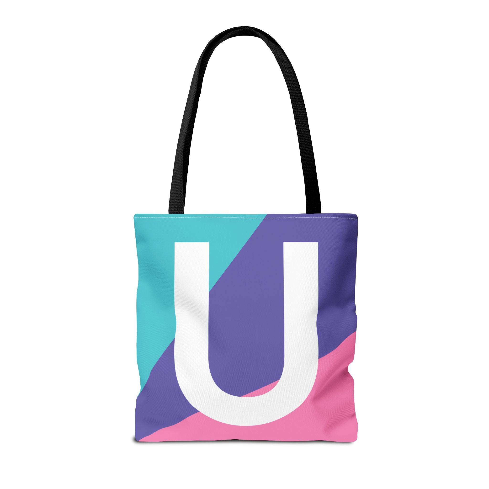 Monogram 'U' Colorblock Tote Bag — Personalized Initial U Shoulder Tote