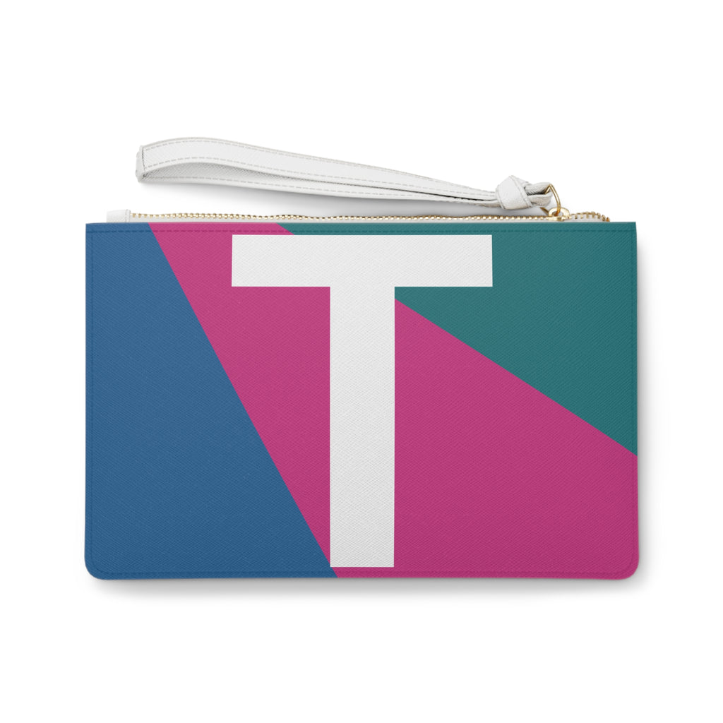 Monogram 'T' Colorblock Clutch Bag — Bold Geometric Wristlet for Everyday & Gifts