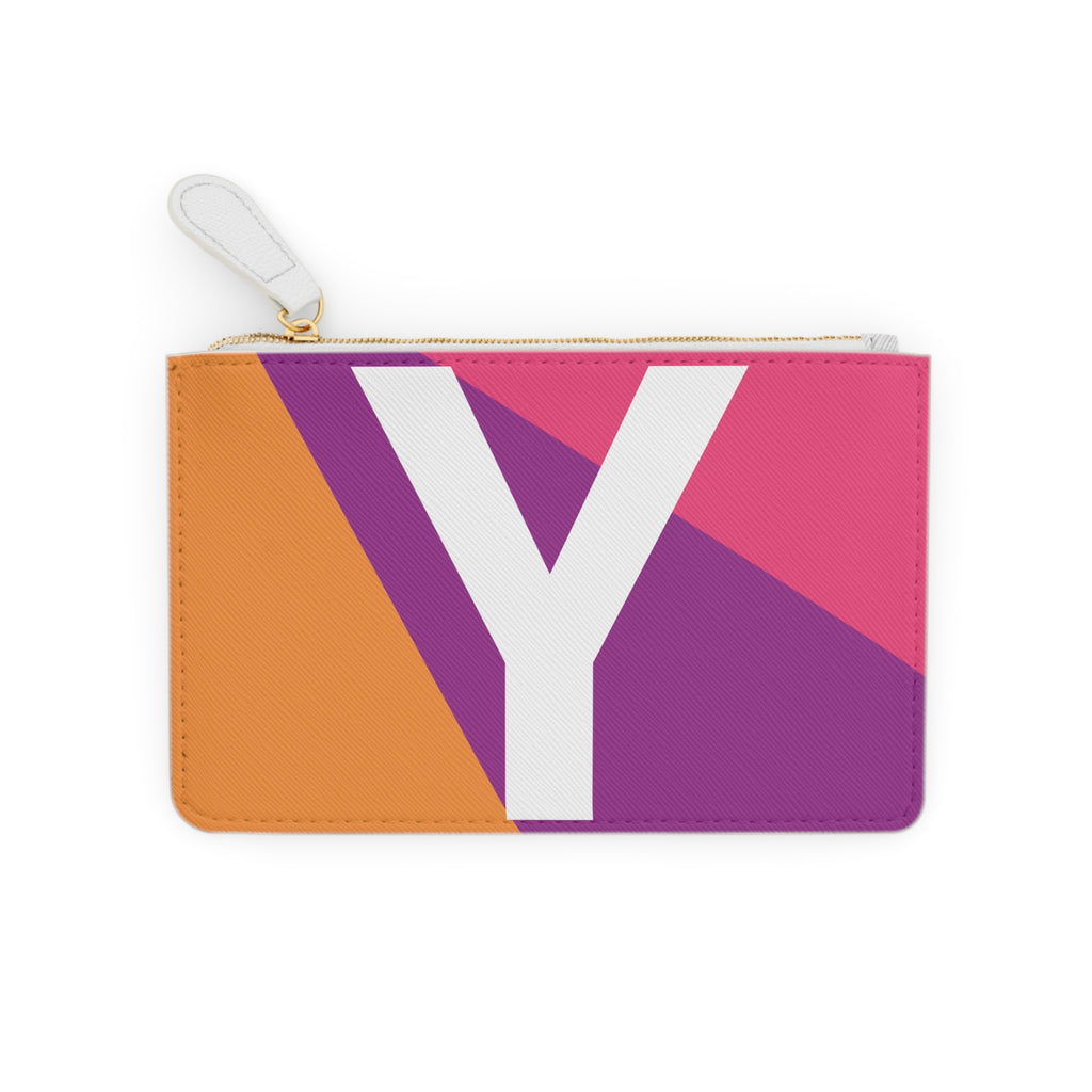 Initial Y Mini Clutch — Colorblock Monogram Wristlet Wallet