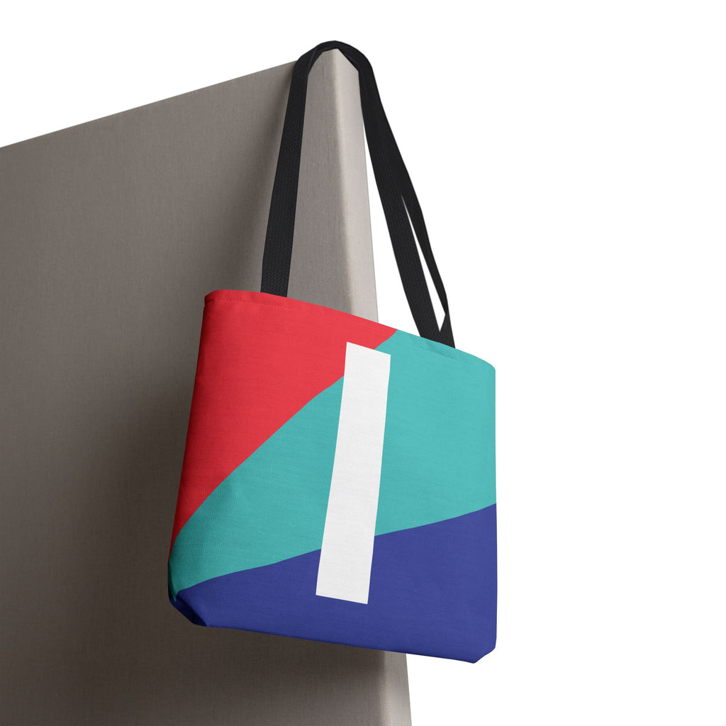 Monogram 'I' Colorblock Tote Bag — Personalized Initial I Shoulder Tote