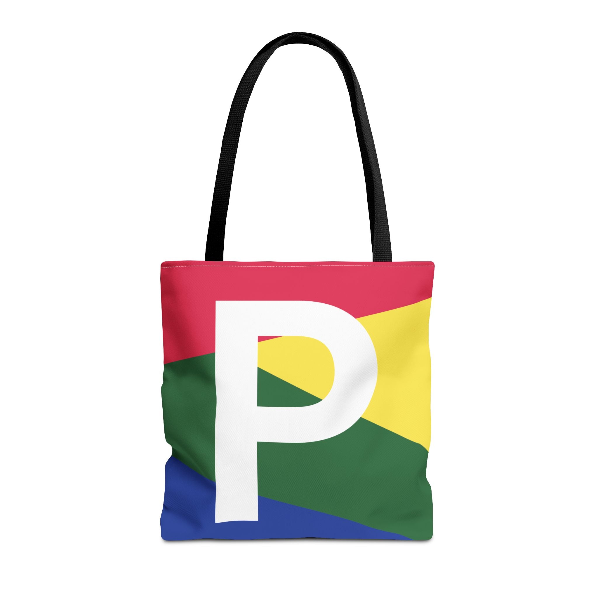 Monogram 'P' Colorblock Tote Bag — Personalized Initial P Shoulder Tote
