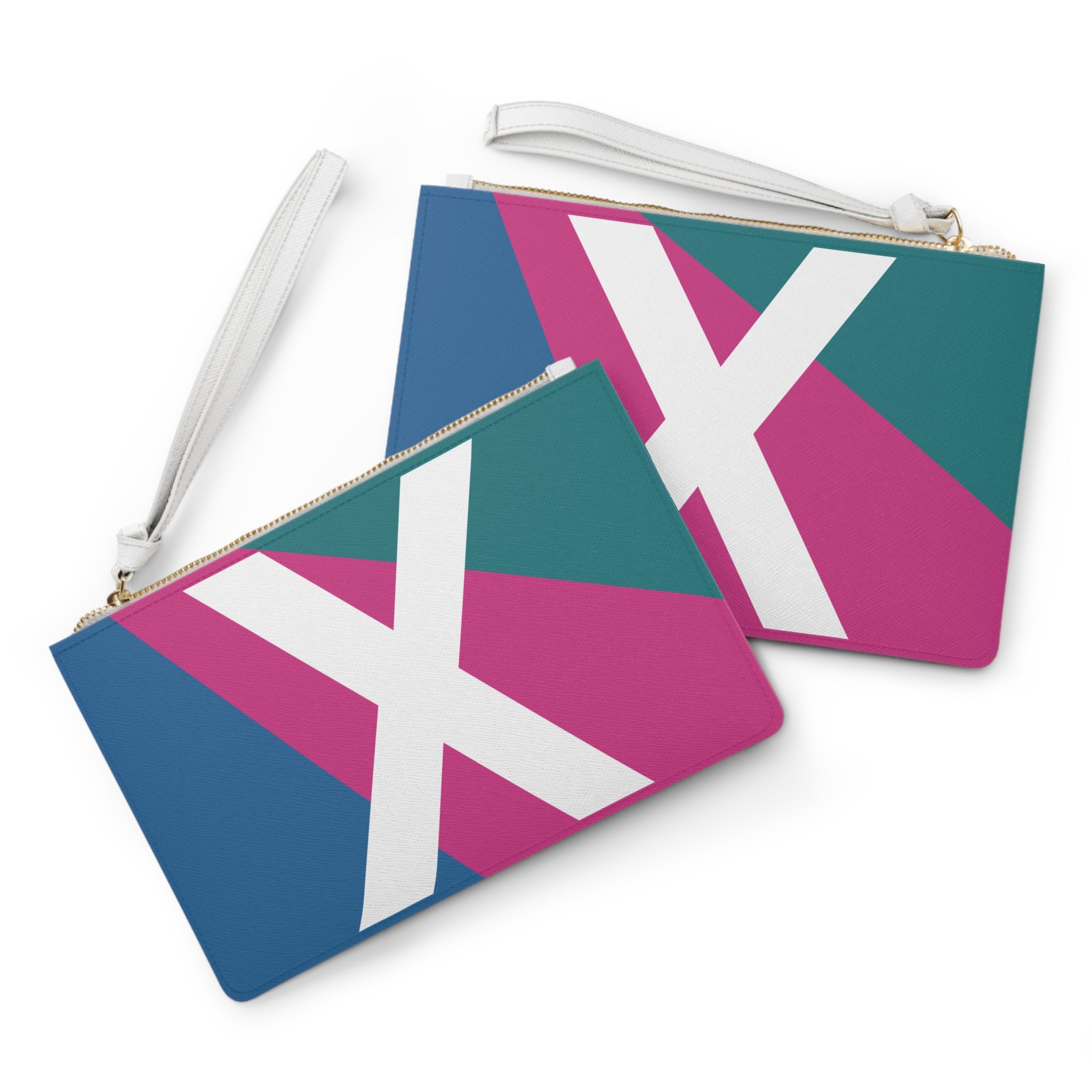 Monogram 'X' Colorblock Clutch Bag — Bold Geometric Wristlet for Everyday & Gifts