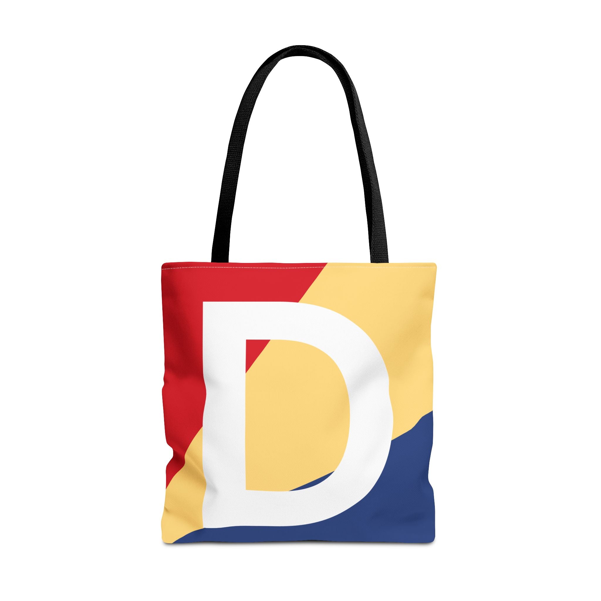 Monogram 'D' Colorblock Tote Bag — Personalized Initial D Shoulder Tote