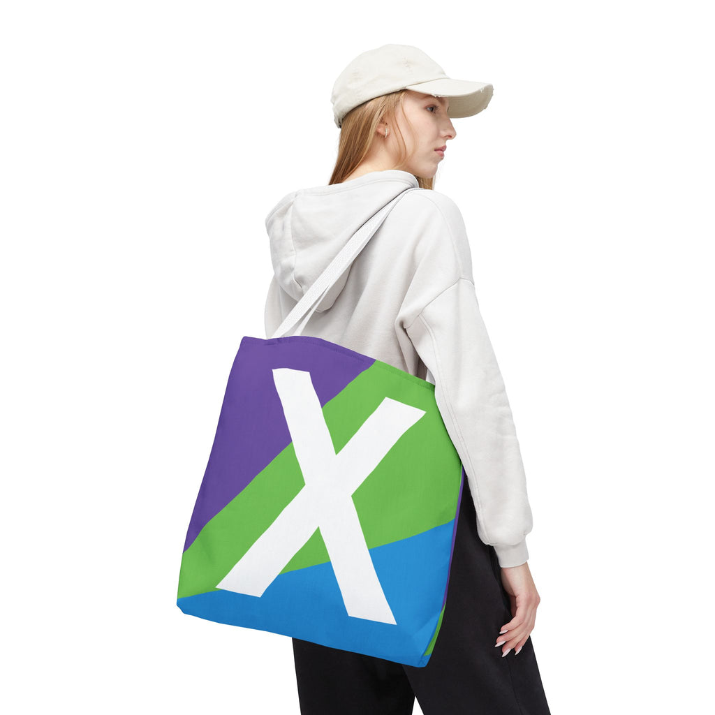 Monogram 'X' Colorblock Tote Bag — Personalized Initial X Shoulder Tote