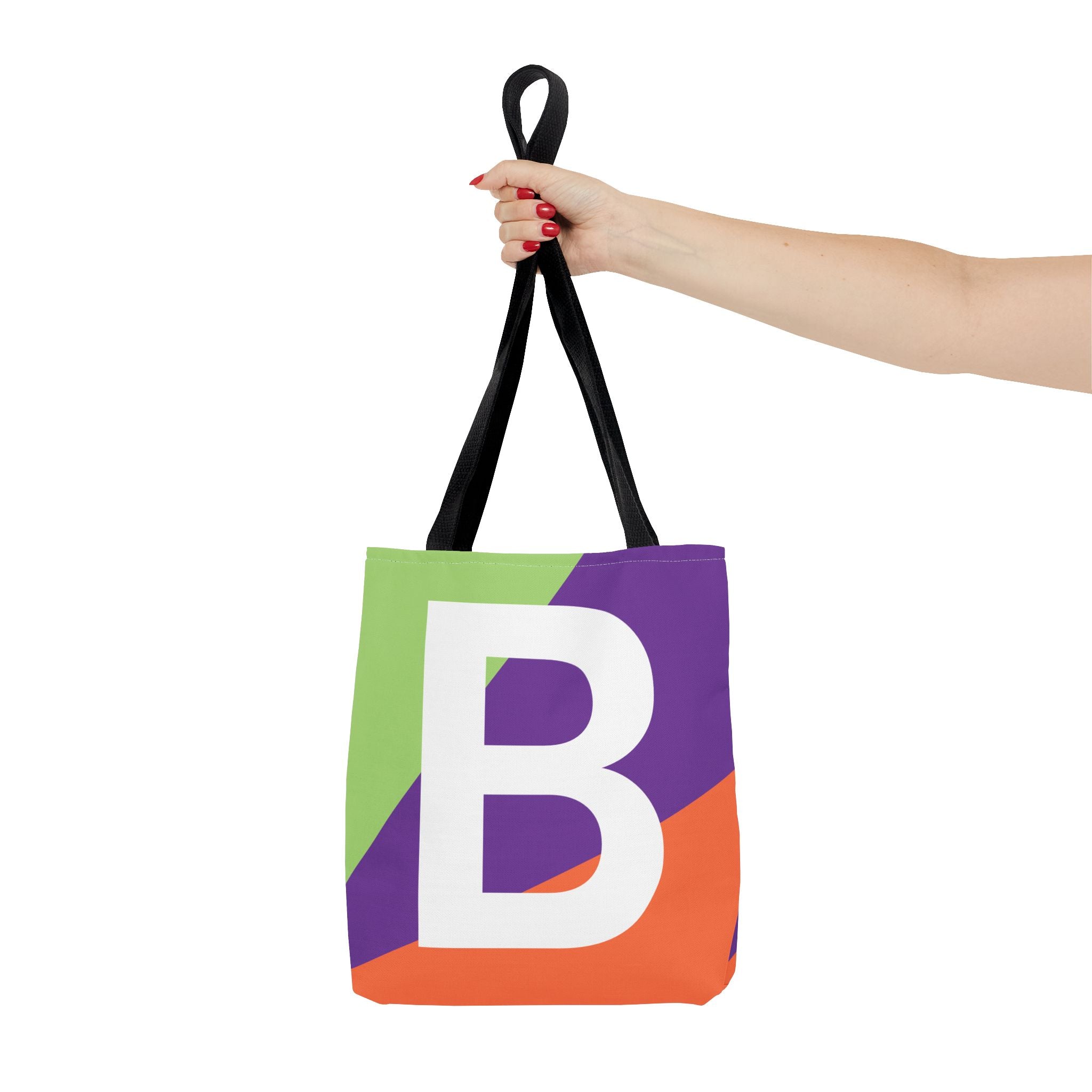 Monogram 'B' Colorblock Tote Bag — Personalized Initial B Shoulder Tote
