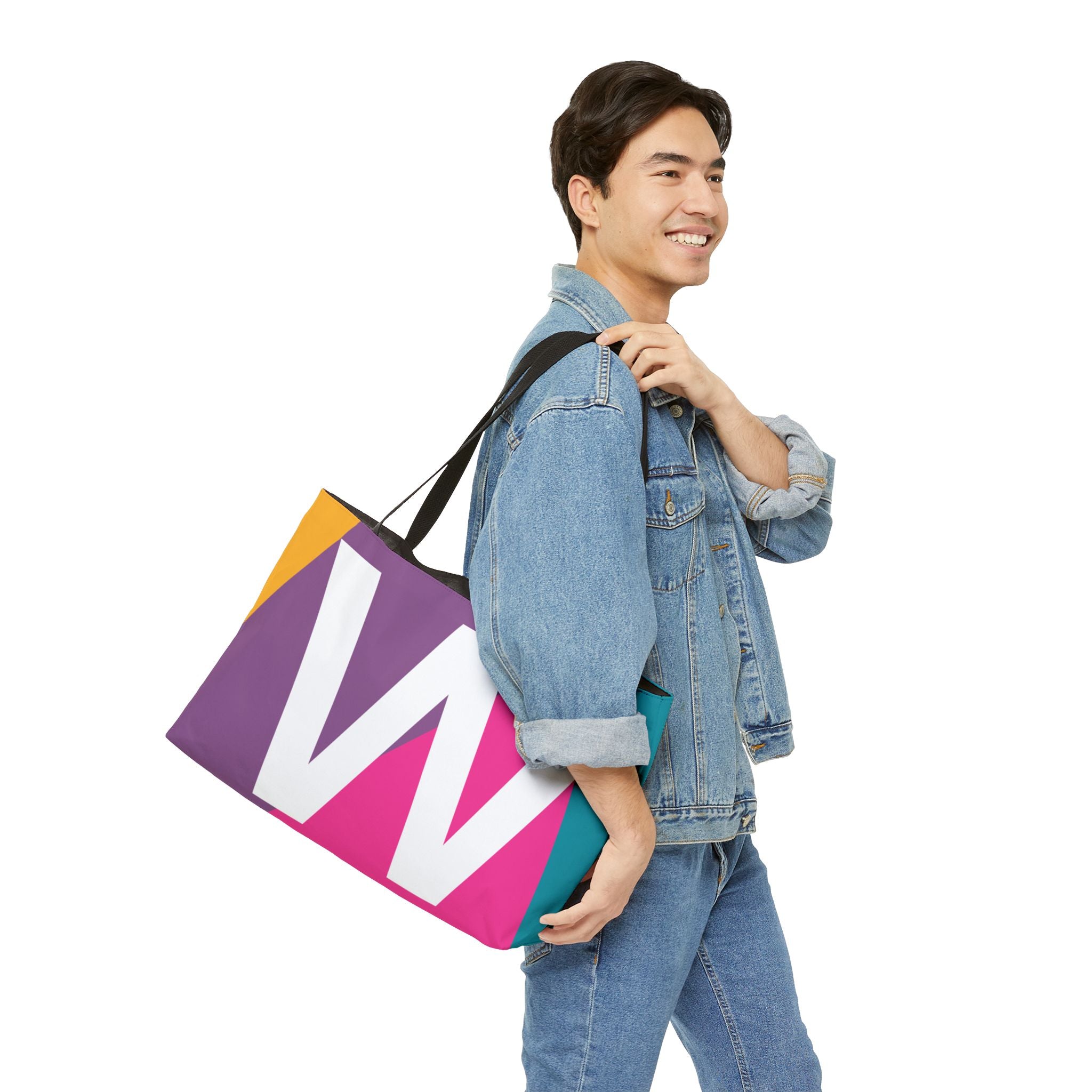 Personalized 'W' Colorblock Tote Bag — Monogram Weekender Tote