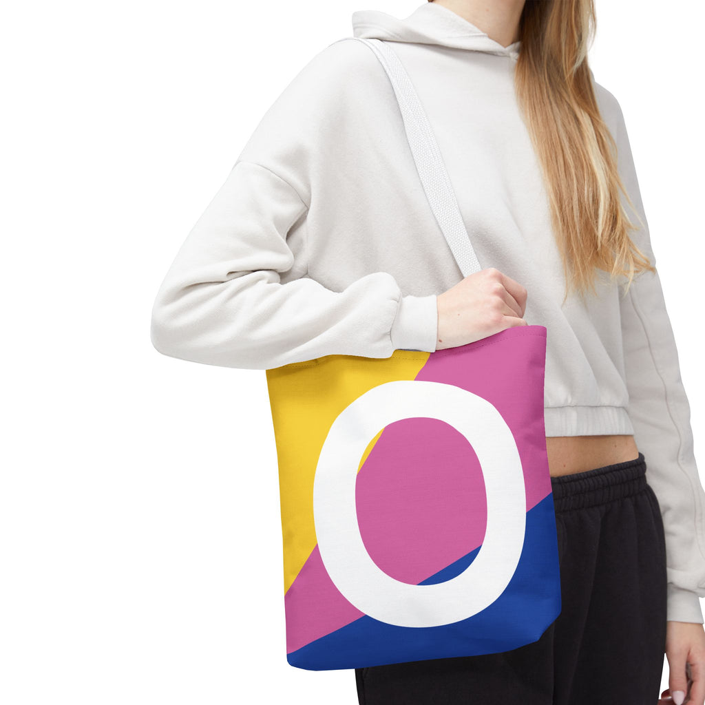 Monogram 'O' Colorblock Tote Bag — Personalized Initial O Shoulder Tote