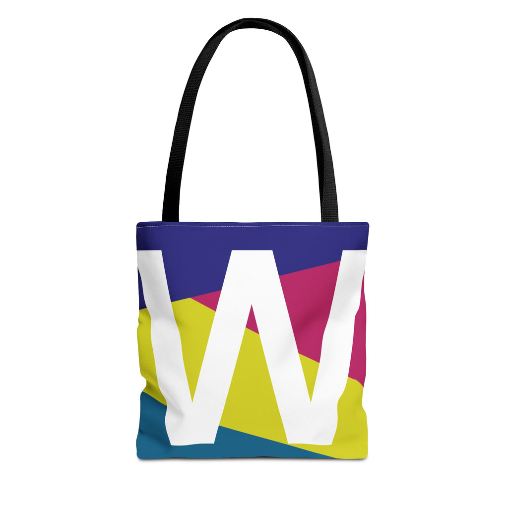 Monogram 'W' Colorblock Tote Bag — Personalized Initial W Shoulder Tote