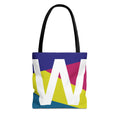 Monogram 'W' Colorblock Tote Bag — Personalized Initial W Shoulder Tote
