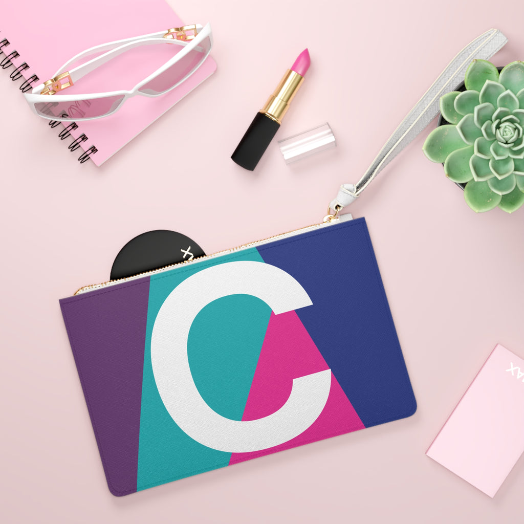 Monogram 'C' Colorblock Clutch Bag — Bold Geometric Wristlet for Everyday & Gifts