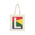 Initial L Colorblock Canvas Tote Bag — Monogram Letter L Reusable Grocery Tote