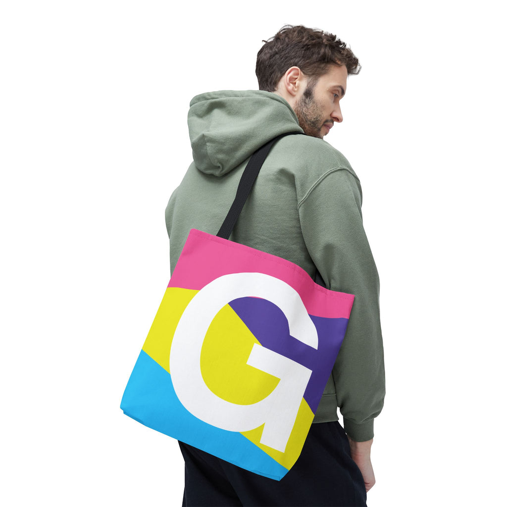 Monogram 'G' Colorblock Tote Bag — Personalized Initial G Shoulder Tote