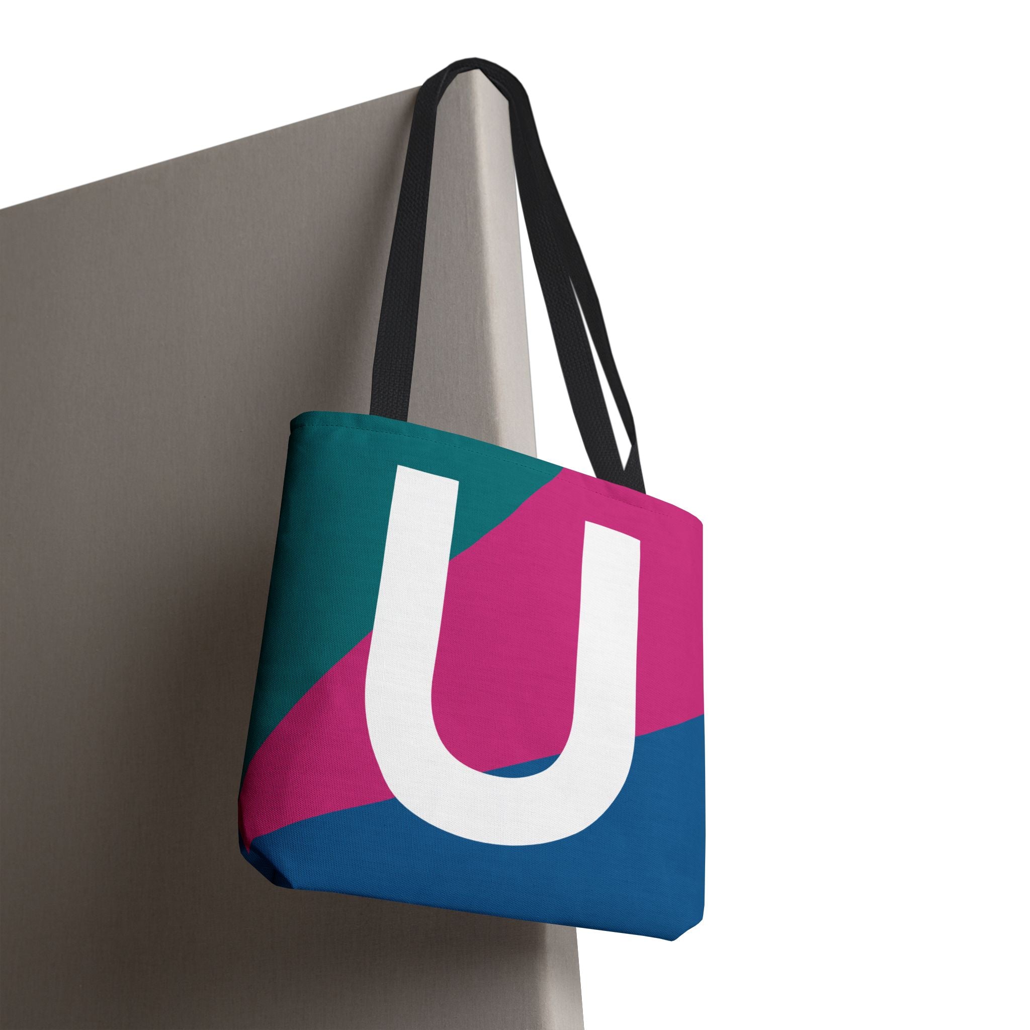 Monogram 'U' Colorblock Tote Bag — Personalized Initial U Shoulder Tote
