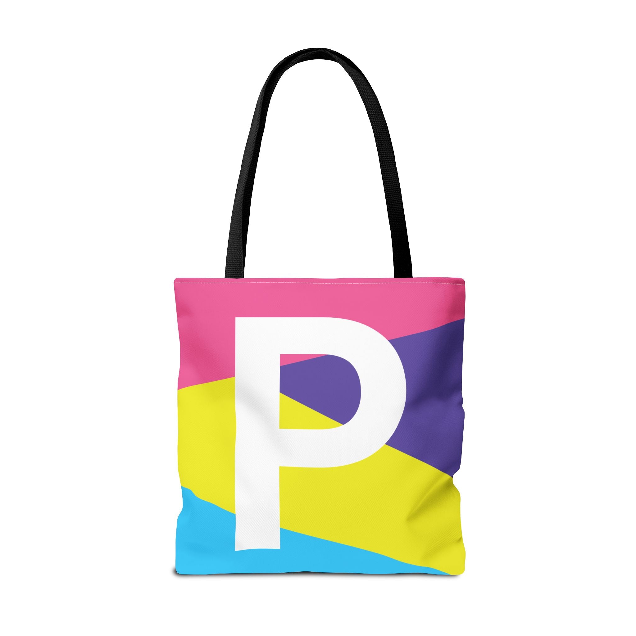 Monogram 'P' Colorblock Tote Bag — Personalized Initial P Shoulder Tote