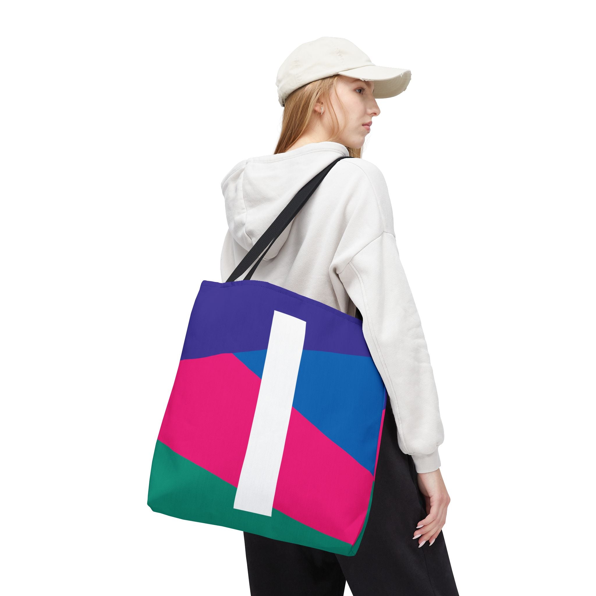 Monogram 'I' Colorblock Tote Bag — Personalized Initial I Shoulder Tote