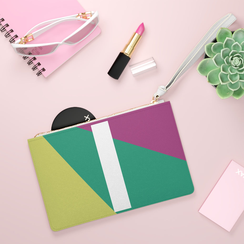 Monogram 'I' Colorblock Clutch Bag — Bold Geometric Wristlet for Everyday & Gifts