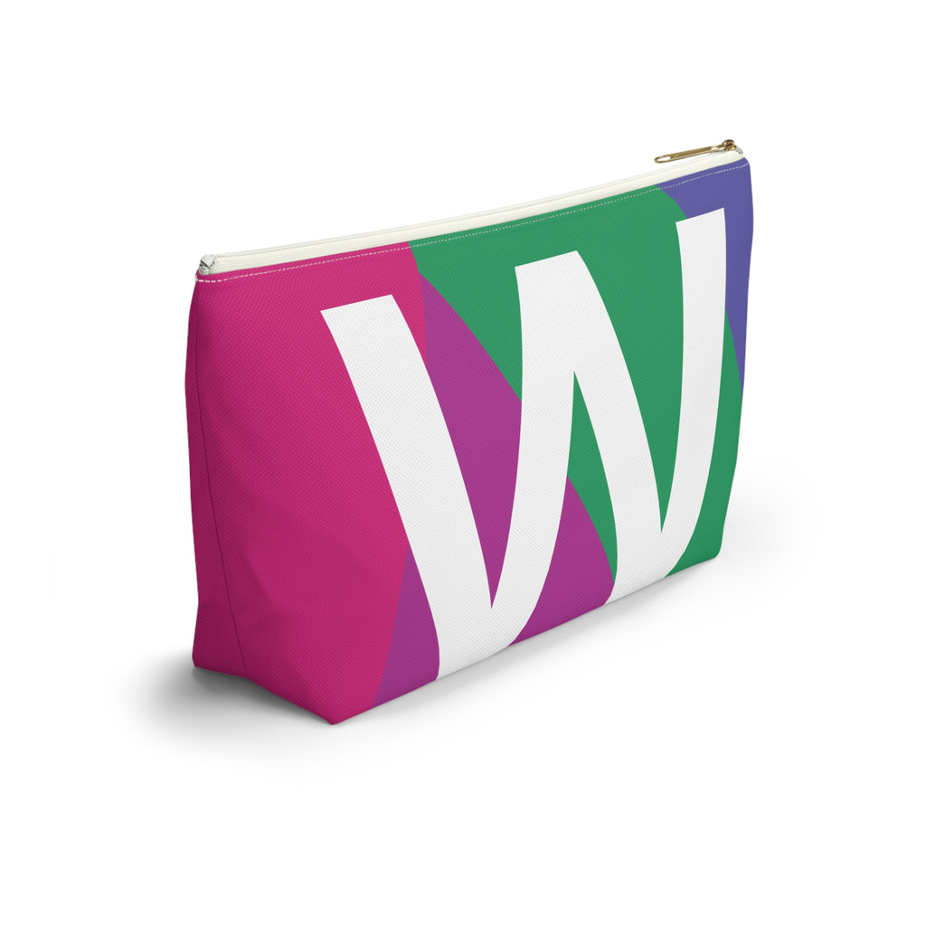 Initials Colorblock Accessory Pouch — Monogram W T-Bottom Cosmetic Bag