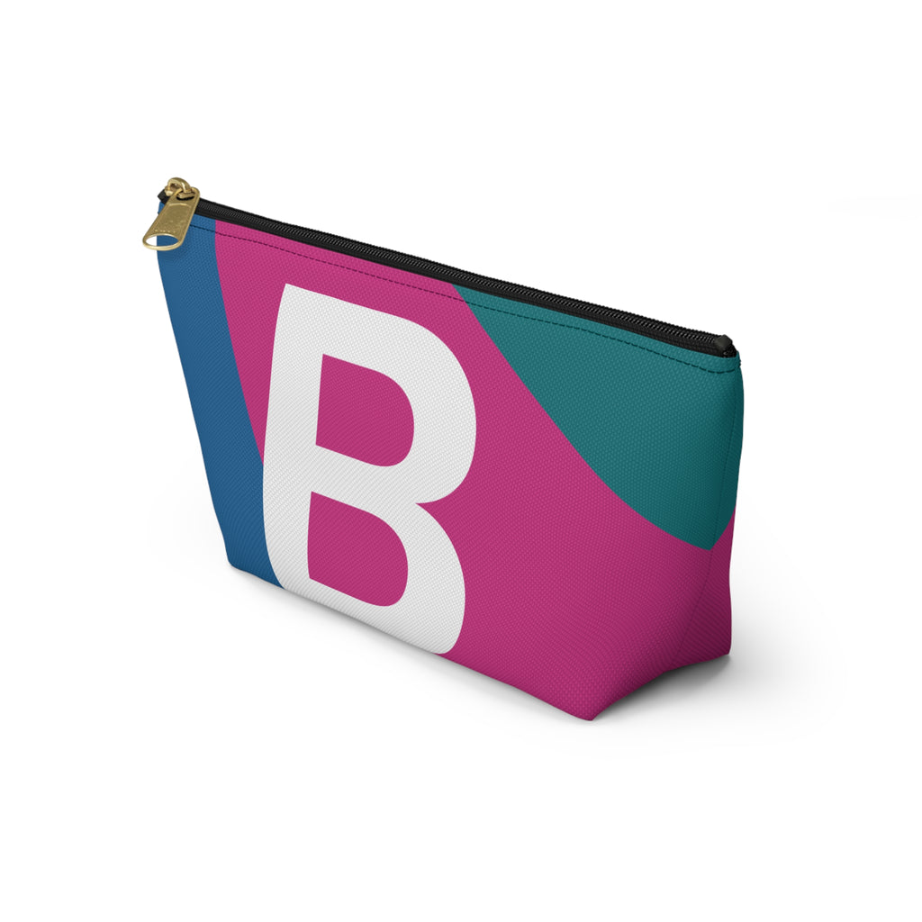 Initials Colorblock Accessory Pouch — Monogram B T-Bottom Cosmetic Bag