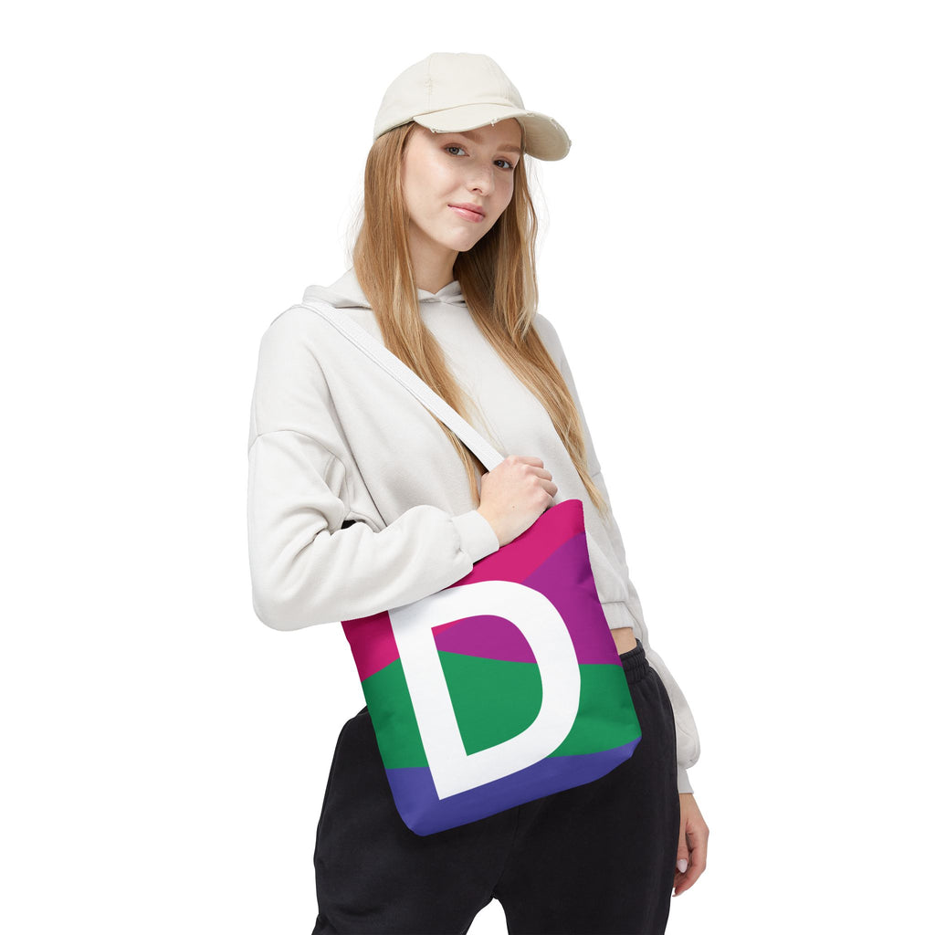 Monogram 'D' Colorblock Tote Bag — Personalized Initial D Shoulder Tote